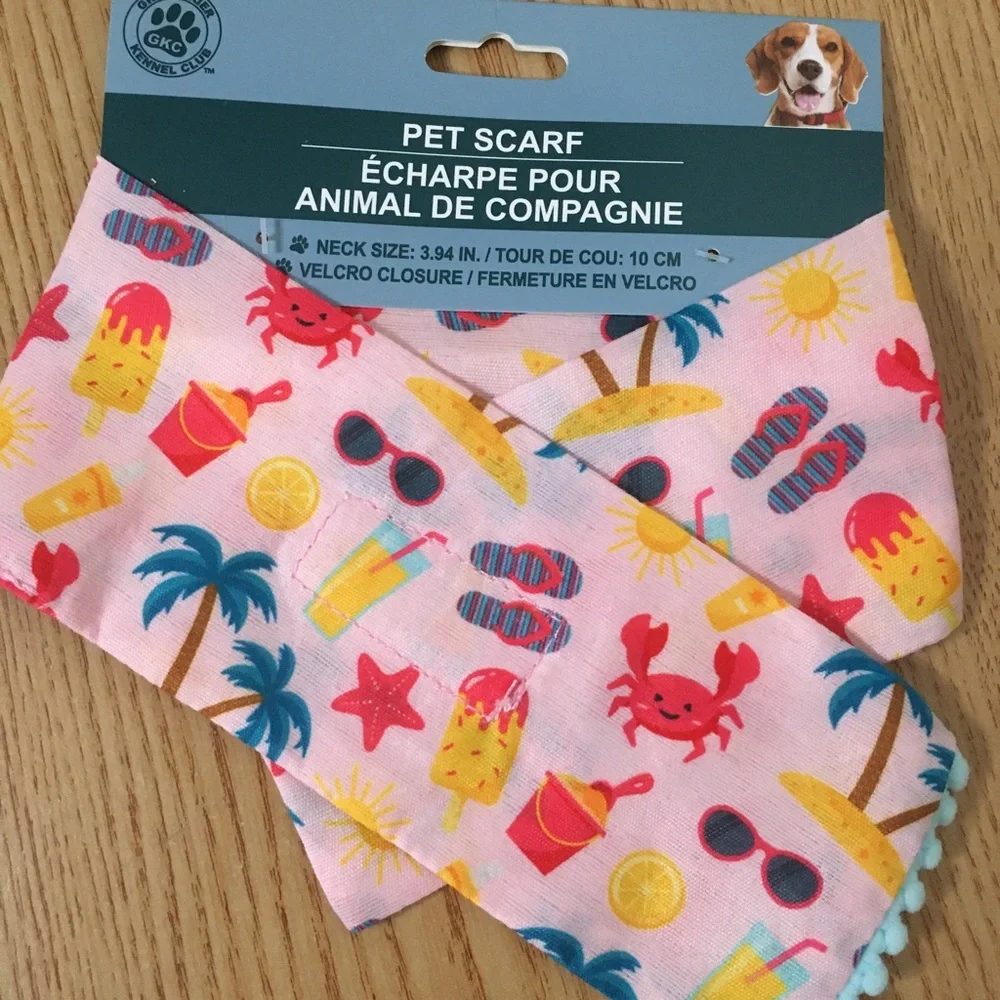 New Bundle Of 4 Little Doggie Xs T-shirt 6.5”x10” Tropical Scarves 4” & Collar